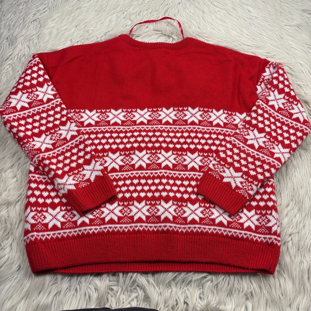 Primark Women's M Red Fair Isle The Grinch Christmas Sweater Pom Pom Novelty - Picture 6 of 6